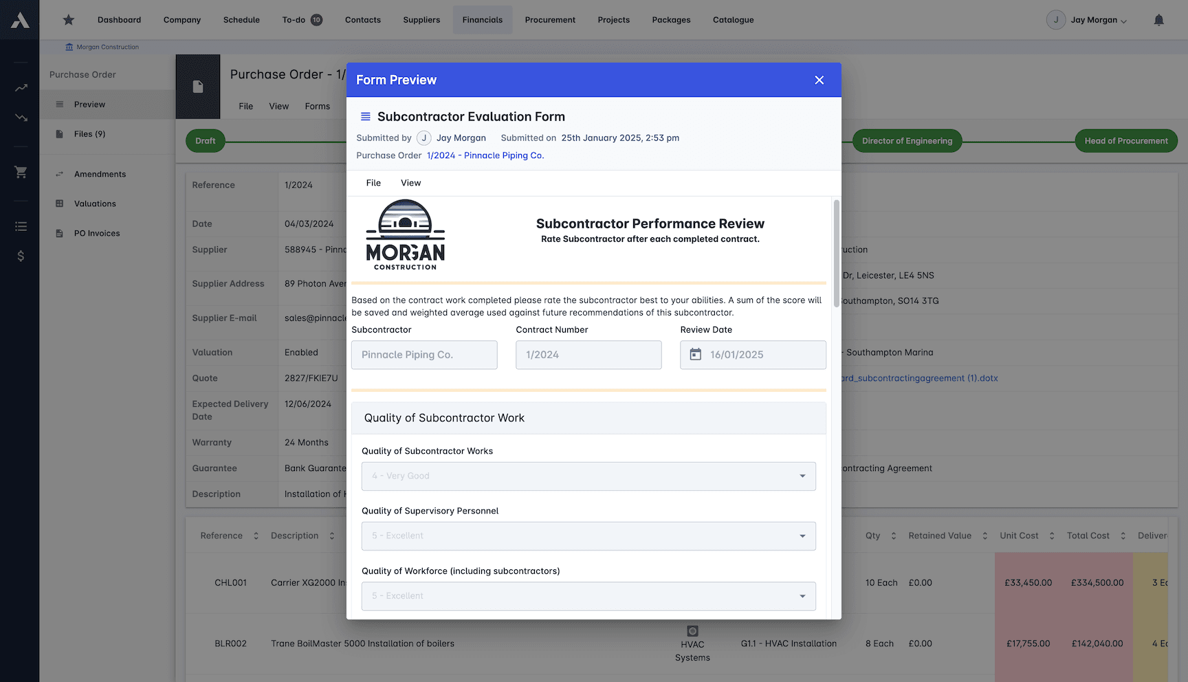 Subcontractor Safety Performance screenshot